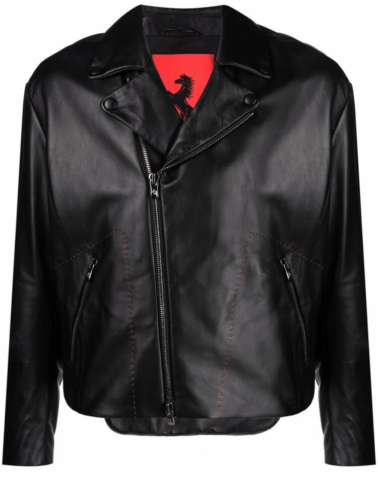 Ferrari Prancing Horse leather biker jacket - Black Cover