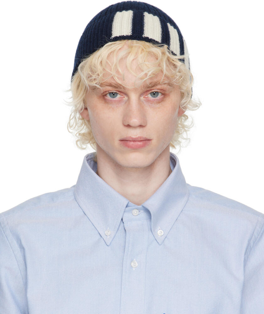 Thom Browne Navy 4-Bar Beanie Cover