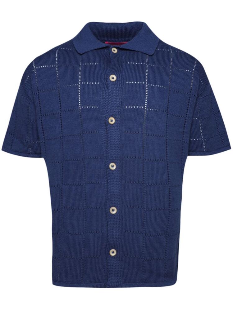 The Elder Statesman pointelle-knit short-sleeved shirt - Blue Cover