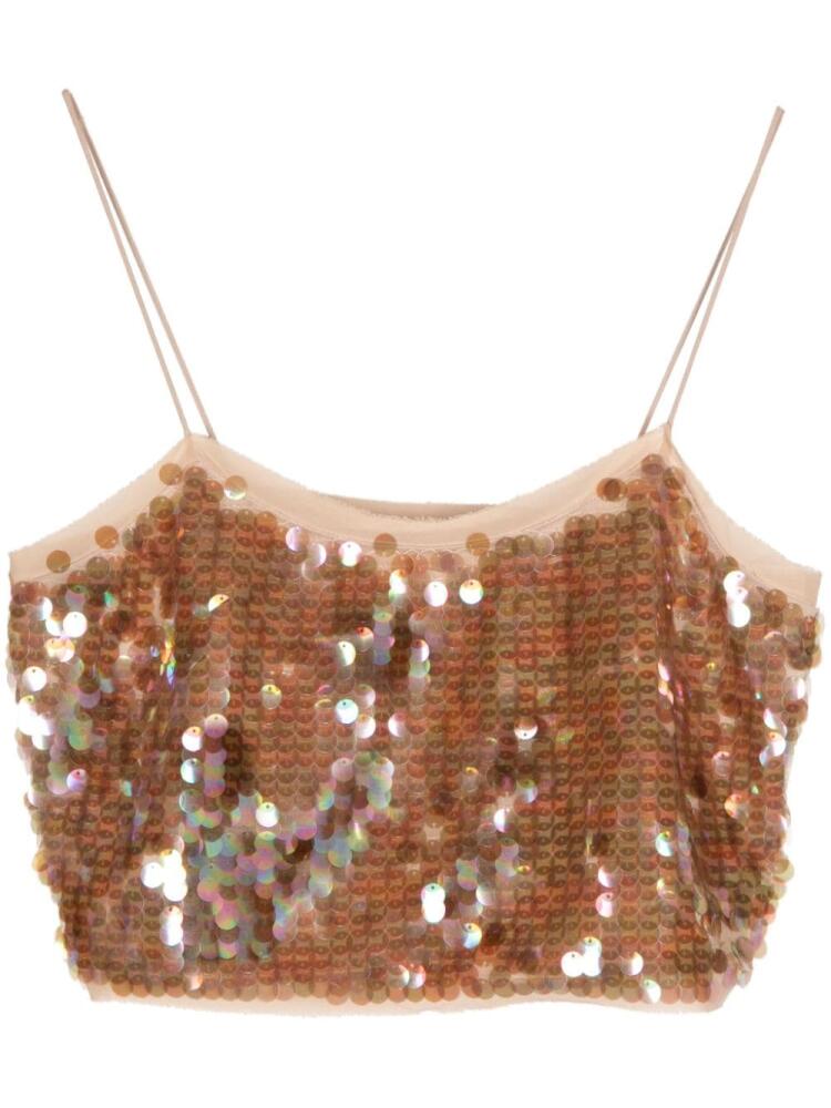 LoveShackFancy Velma sequin-embellished tank top - Neutrals Cover