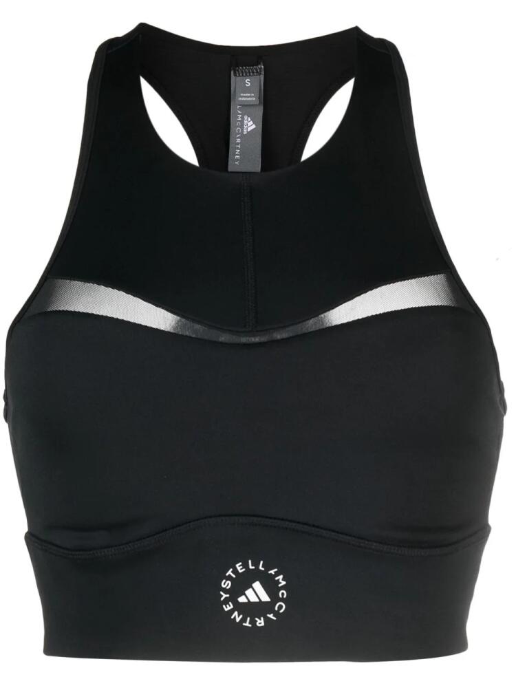 adidas by Stella McCartney Training logo-print cropped top - Black Cover