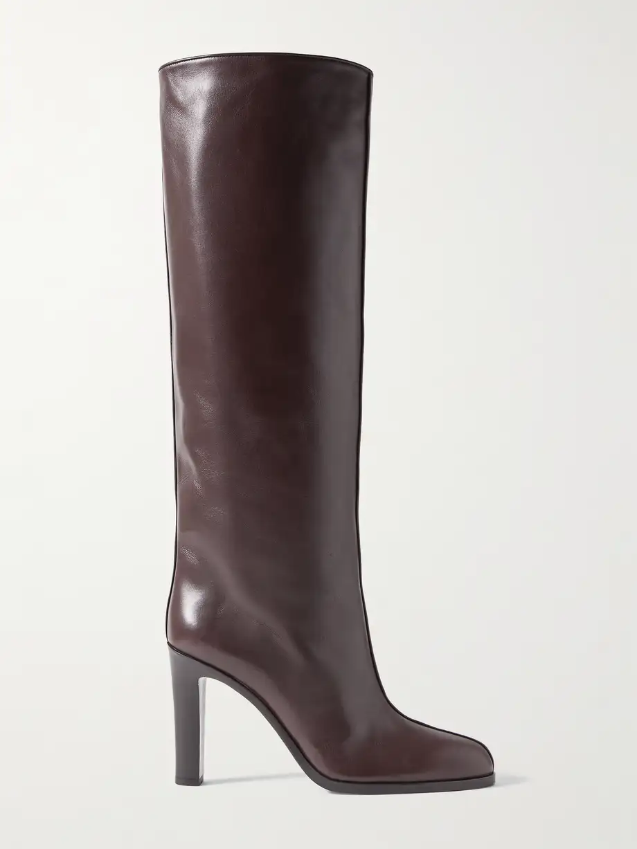 The Row - Paneled Leather Knee Boots - Brown Cover