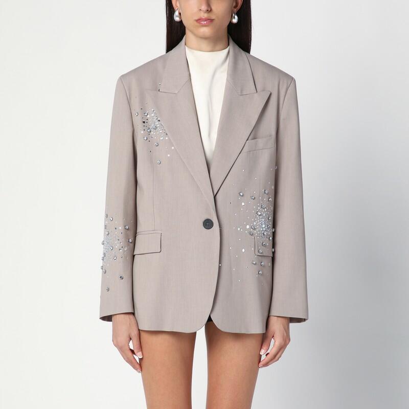 Des Phemmes Beige single-breasted jacket with crystals Cover