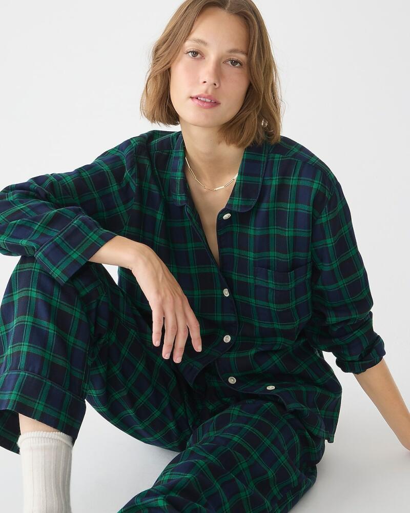 J.Crew Flannel long-sleeve pajama pant set in Black Watch tartan Cover