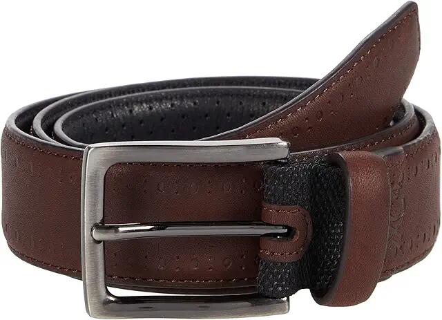 Johnston & Murphy XC4 Perfed Edge Belt (Mahogany Leather) Men's Belts Cover