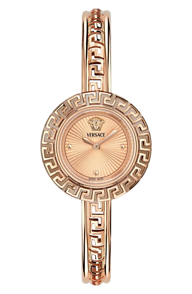 Versace La Greca Diamond Bracelet Watch & Leather Strap Gift Set, 28mm in Ip Rose Gold Cover