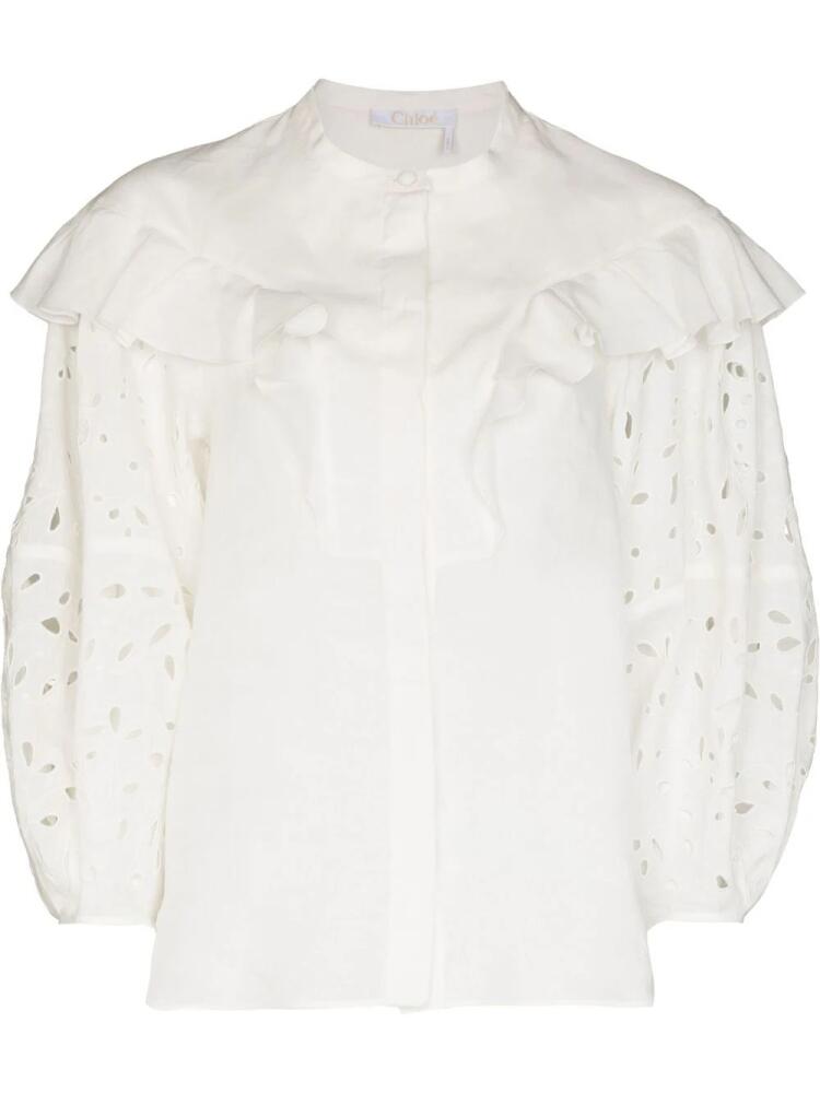 Chloé broderie-anglaise ruffled blouse - White Cover