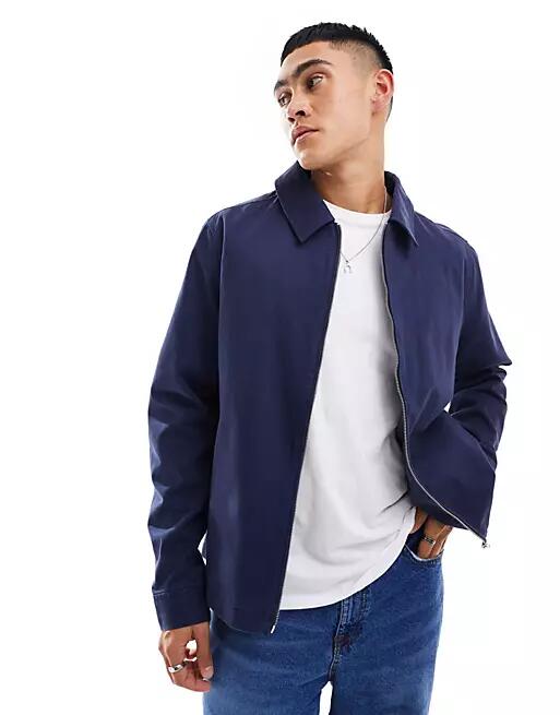 ASOS DESIGN harrington jacket in navy Cover