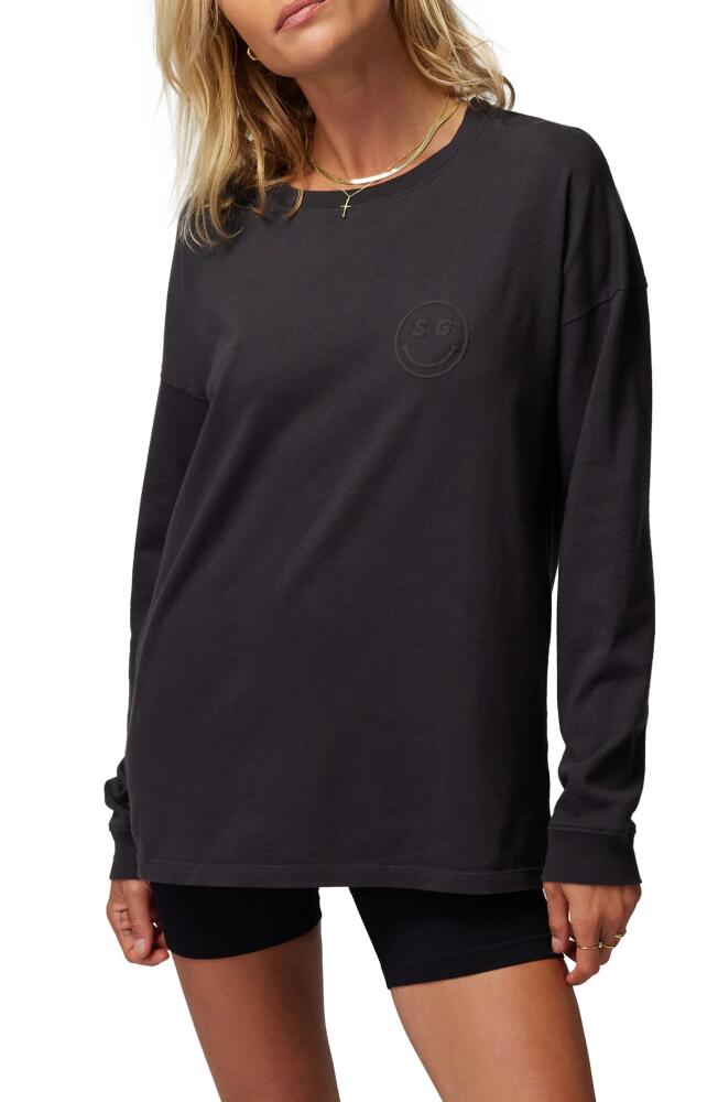 Spiritual Gangster Smiley Denver Long Sleeve Cotton Graphic T-Shirt in Vintage Black Cover