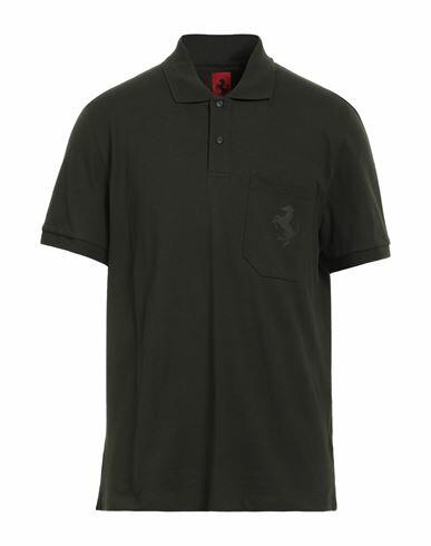 Ferrari Man Polo shirt Dark green Organic cotton, Elastane Cover