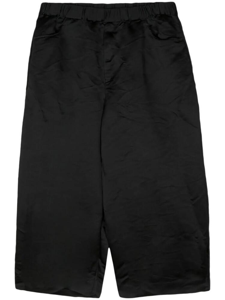 Black Comme Des Garçons elasticated-waist wide-leg shorts Cover