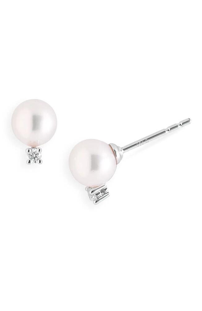 Mikimoto Akoya Pearl & Diamond Stud Earrings in White Gold Cover