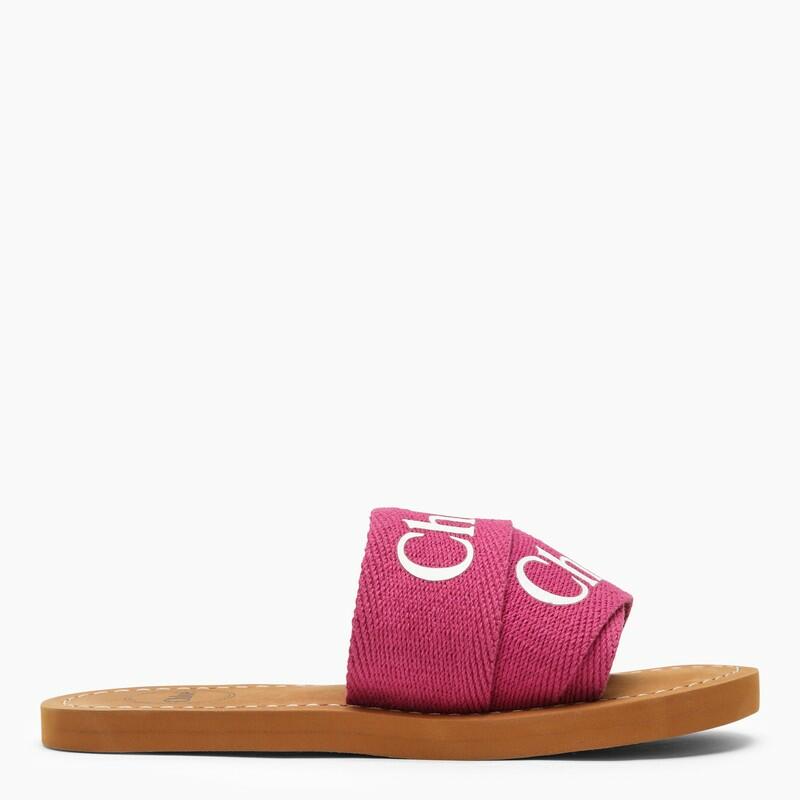 Chloé Pink flat sandals Woody with logo Cover