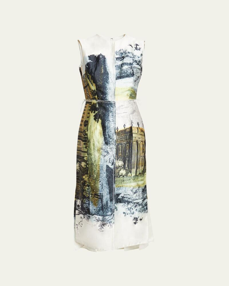 Erdem Printed Pleated Back Midi Dress Cover