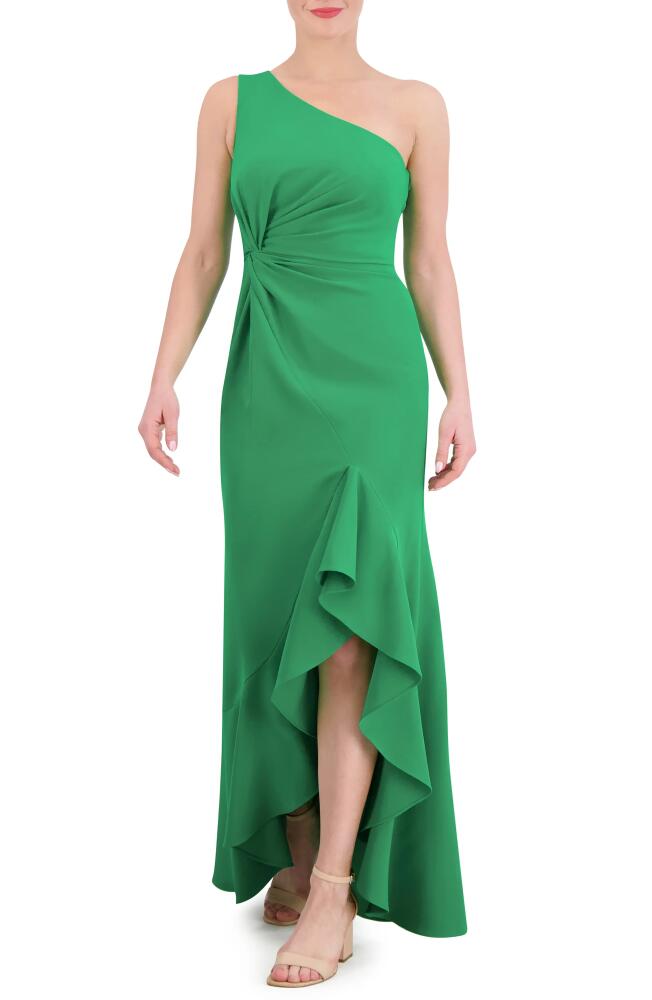 Vince Camuto Ruffle Detail One-Shoulder High-Low Gown in Green Cover