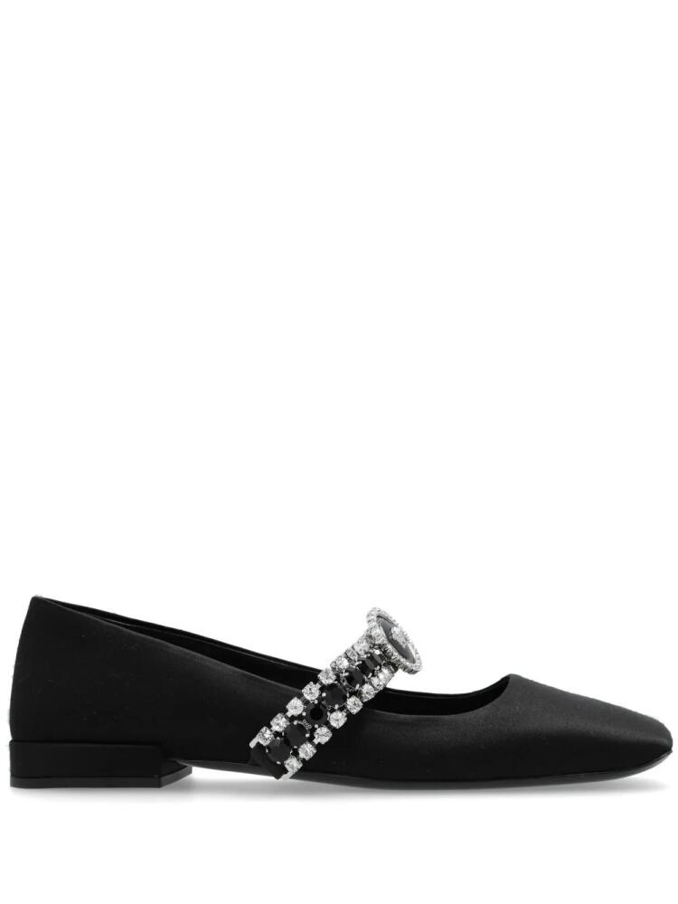 Versace Gianni Ribbon crystal ballerina shoes - Black Cover