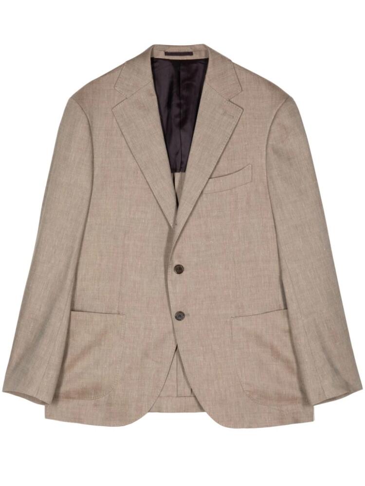 Man On The Boon. Drago herringbone single-breasted blazer - Neutrals Cover