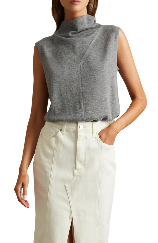 Reiss Harper Funnel Neck Sleeveless Wool Sweater in Grey Cover