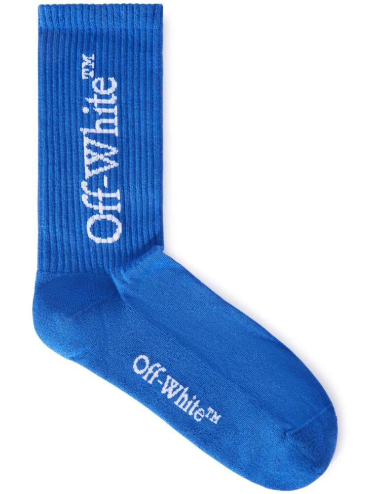 Off-White Bookish-print mid-calf socks - Blue Cover