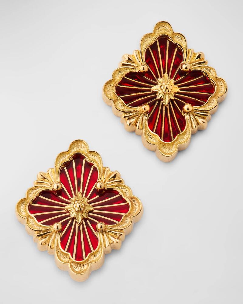 Buccellati Opera Tulle Button Earrings with Red Enamel, Small Cover