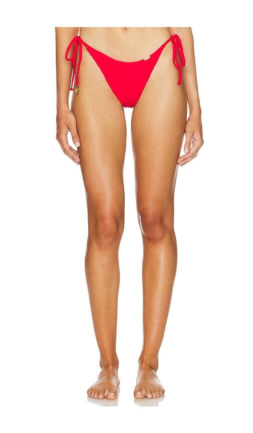 Luli Fama Seamless Wavy Ruched Back Bottoms in Red Cover