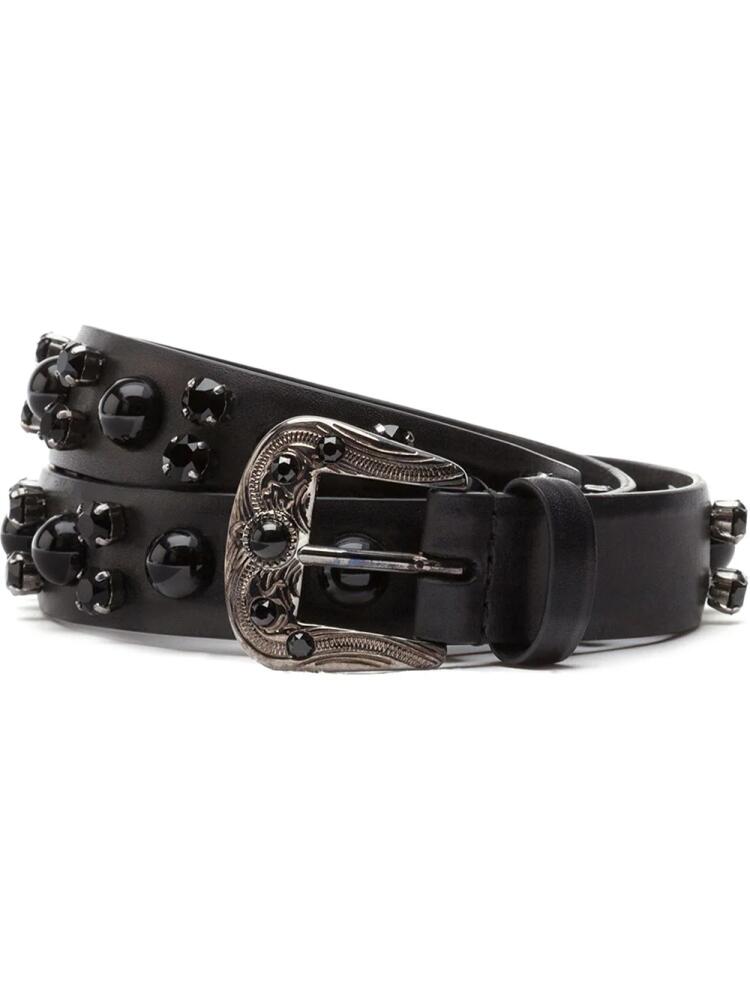 Dolce & Gabbana crystal-embellished leather belt - Black Cover