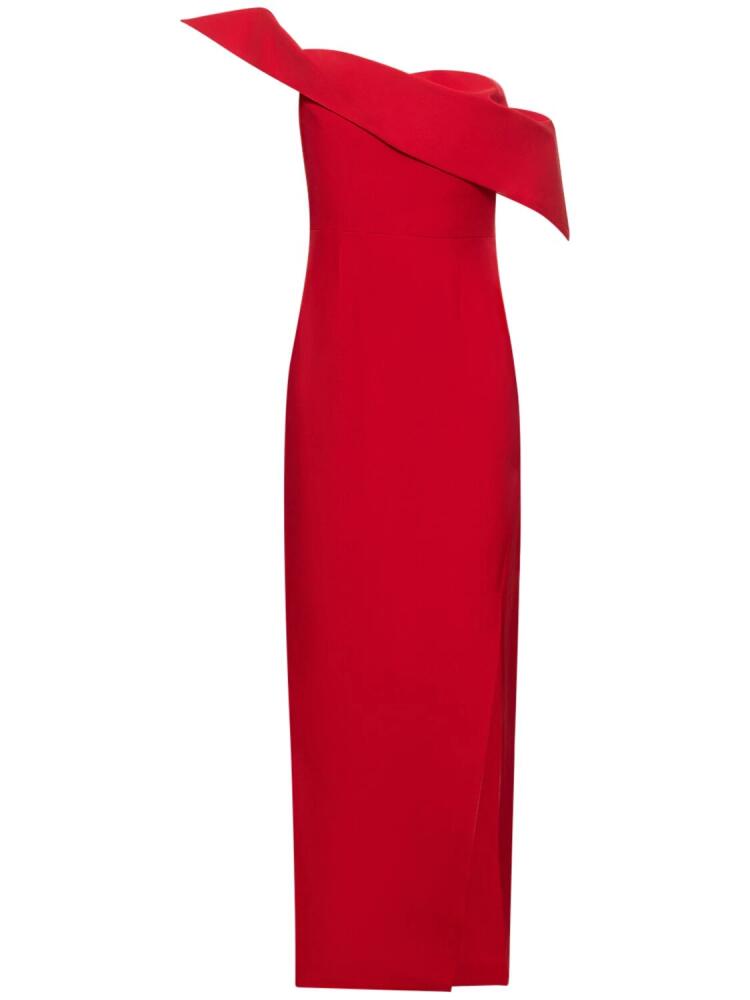 ROLAND MOURET Asymmetric Wool & Silk Slit Maxi Dress Cover