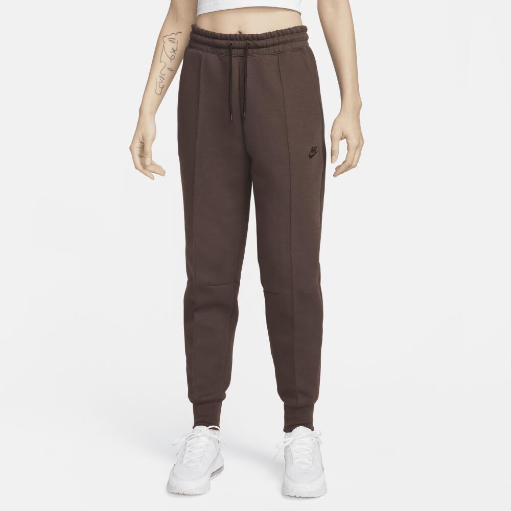 Women's Nike Sportswear Tech Fleece Mid-Rise Jogger Pants in Brown Cover