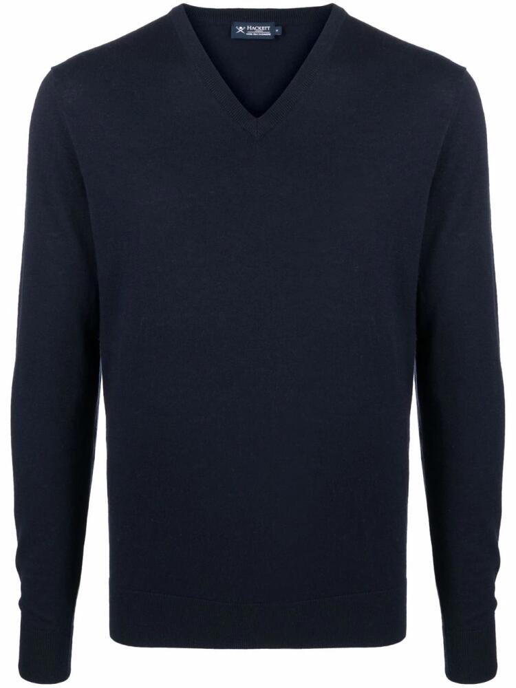 Hackett V-neck fine-knit jumper - Blue Cover