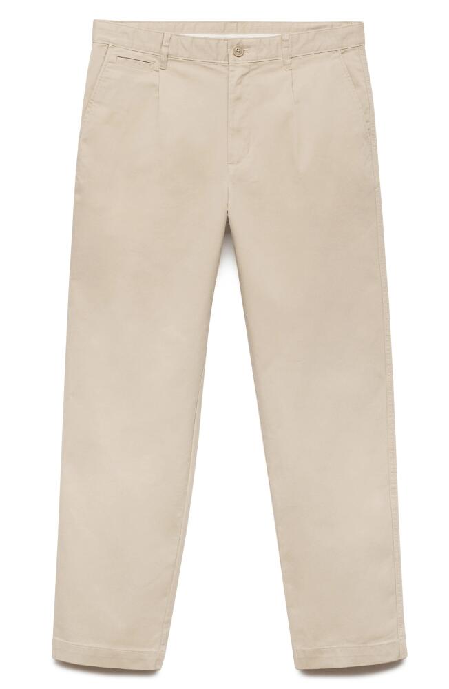 MANGO Regular Fit Pleated Stretch Cotton Dress Pants in Sand Cover