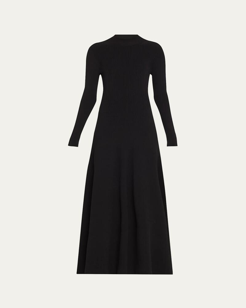 Brandon Maxwell Vanessa Long-Sleeve Rib-Knit A-Line Maxi Dress Cover