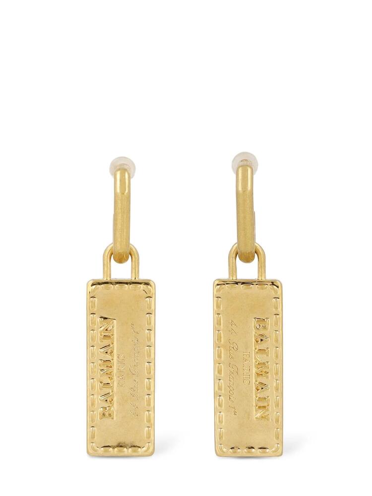 BALMAIN Signature Tubular Brass Earrings Cover