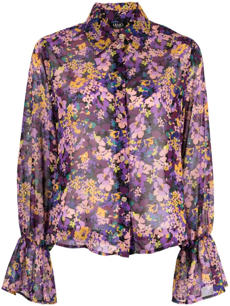 LIU JO floral-print long-sleeve shirt - Purple Cover