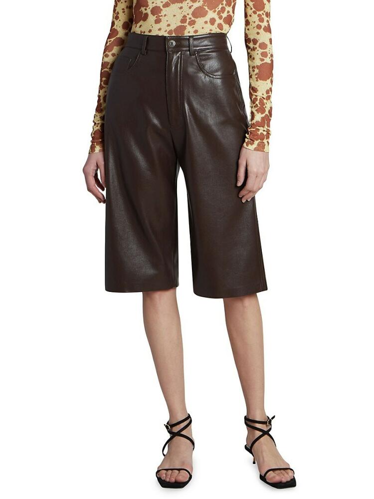 Nanushka Women's Nampeyo Faux Leather Shorts - Coffee Cover