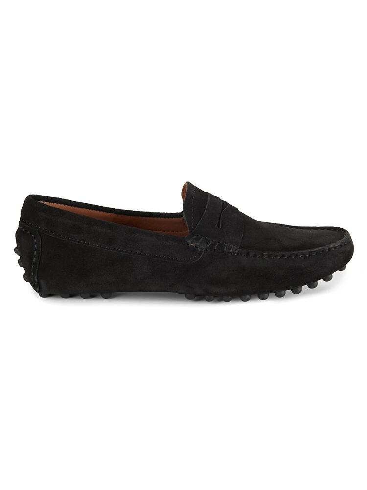 Massimo Matteo Men's Suede Driving Penny Loafers - Black Cover