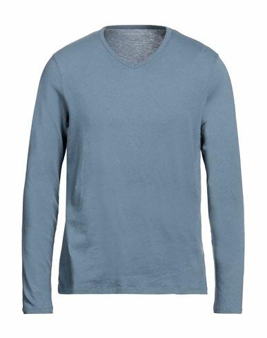 Majestic Filatures Man T-shirt Slate blue Cotton, Cashmere Cover