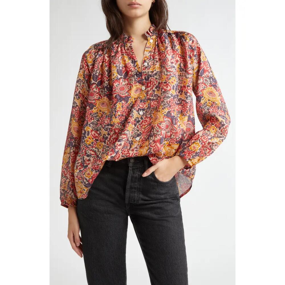 MILLE Francesca High Neck Cotton Blouse in Toulouse Cover