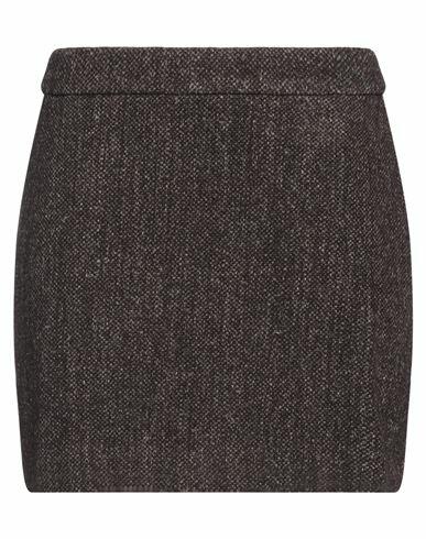 Roberto Collina Woman Mini skirt Dark brown Wool, Linen, Nylon Cover