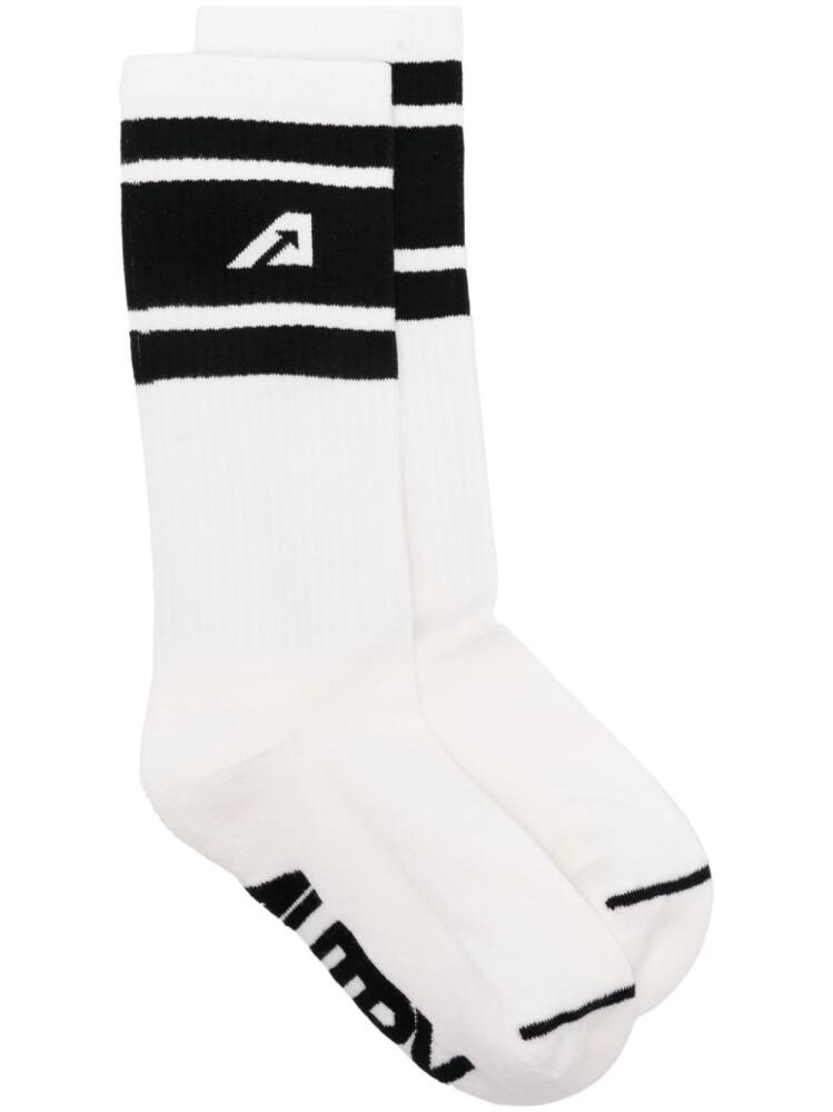 Autry logo-intarsia striped socks - White Cover