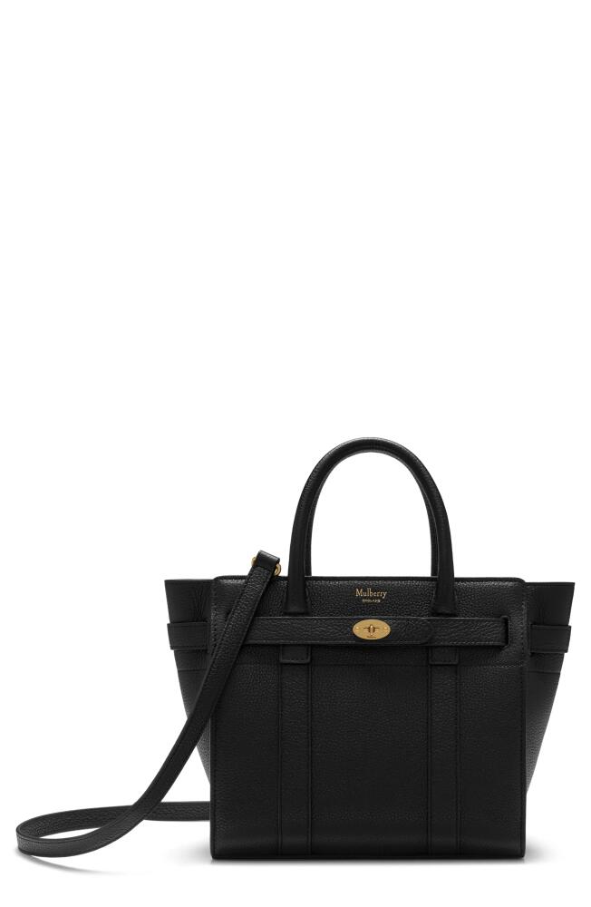 Mulberry Mini Zipped Bayswater Leather Tote in A100 Black Cover