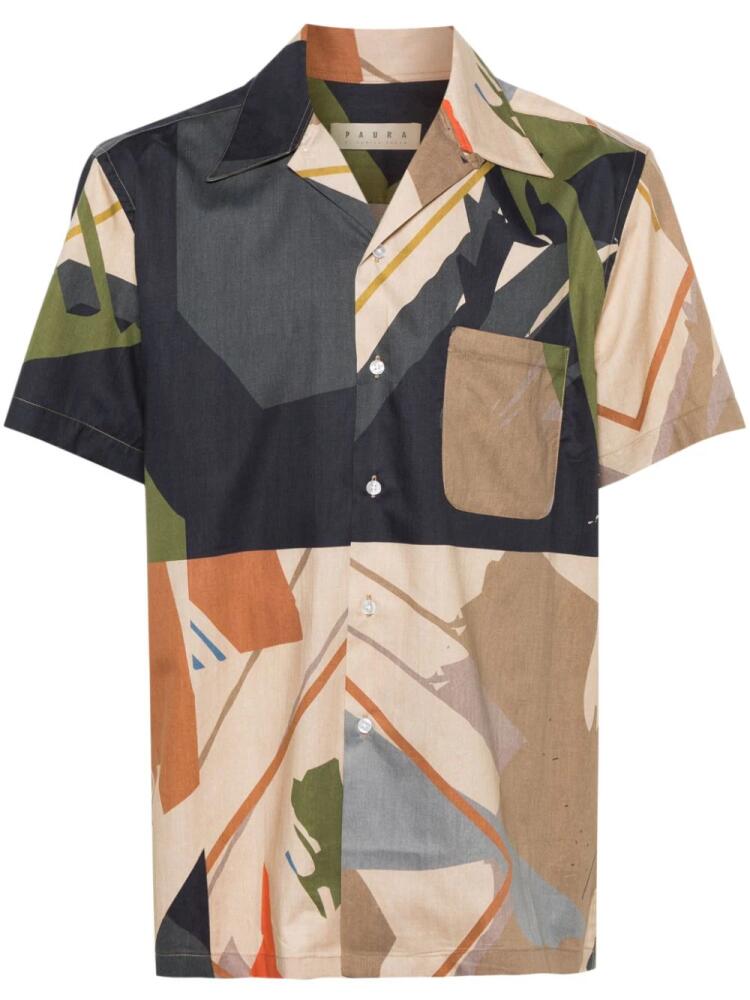 Paura Jeremy abstract-pattern shirt - Brown Cover