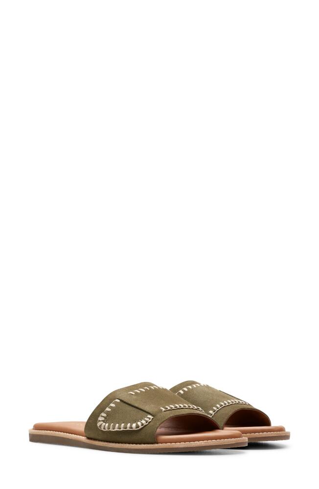 Clarks(r) Maritime Slide Sandal in Olive Suede Cover