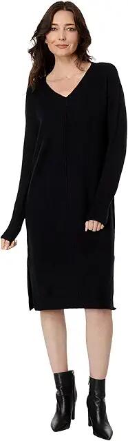 Vince Camuto V-Neck w/Side Slits Sweaterdress (Rich Black) Women's Dress Cover