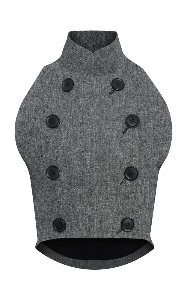 ALAA - Cropped Double-Breasted Linen Vest - Grey Cover