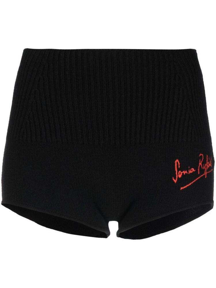 Sonia Rykiel logo-embroidered knitted shorts - Black Cover