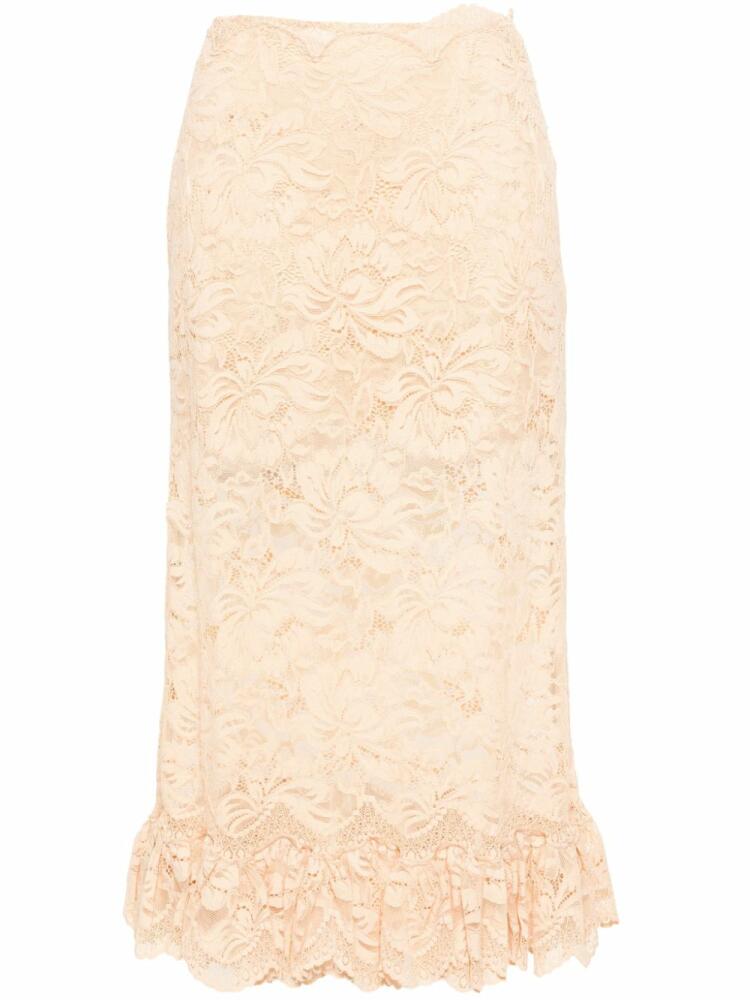 Rabanne corded-lace midi skirt - Neutrals Cover