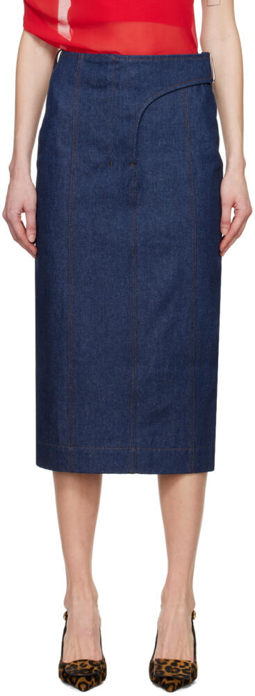 JACQUEMUS Navy Les Sculptures 'La jupe de-Nîmes Obra' Denim Midi Skirt Cover