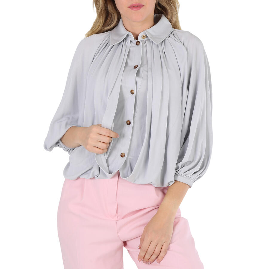 Burberry Burberry Gathered Bubble Hem Shirt in Light Pebble Grey Cover