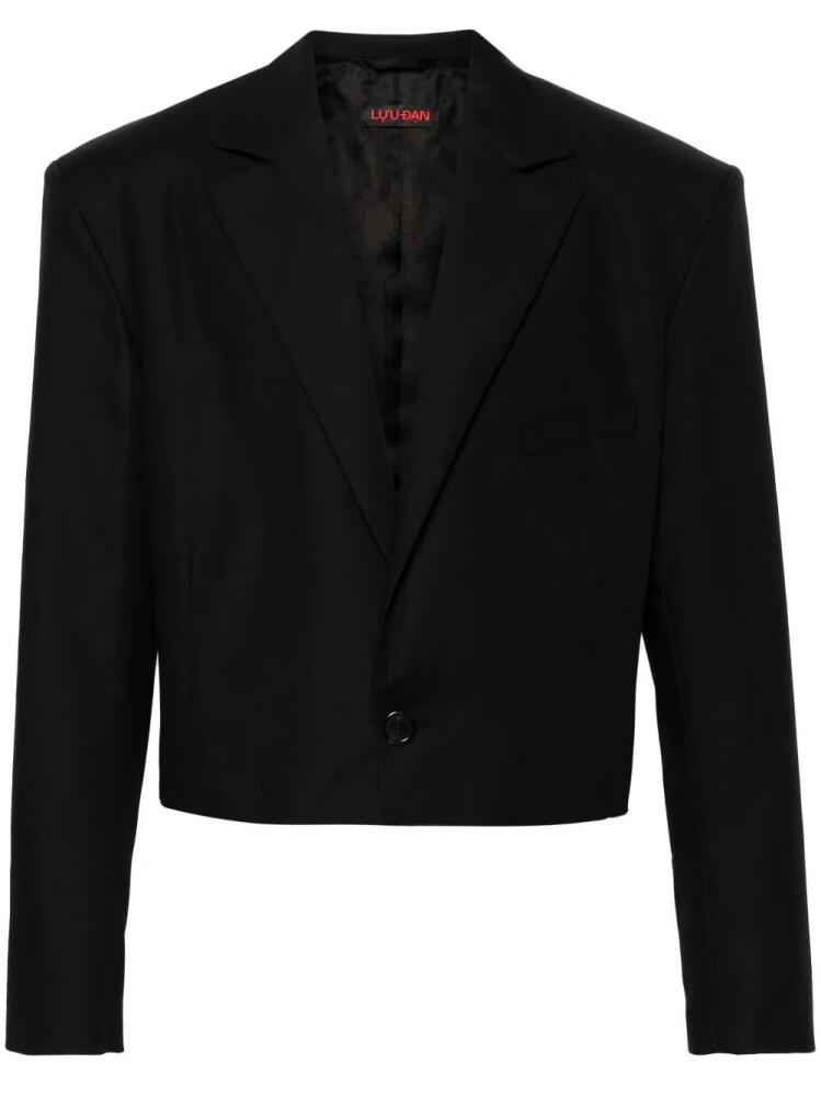 LỰU ĐẠN Slashed cropped blazer - Black Cover