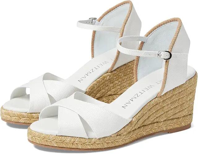 Stuart Weitzman Mirela II Espadrille Wedge (White/Natural) Women's Shoes Cover